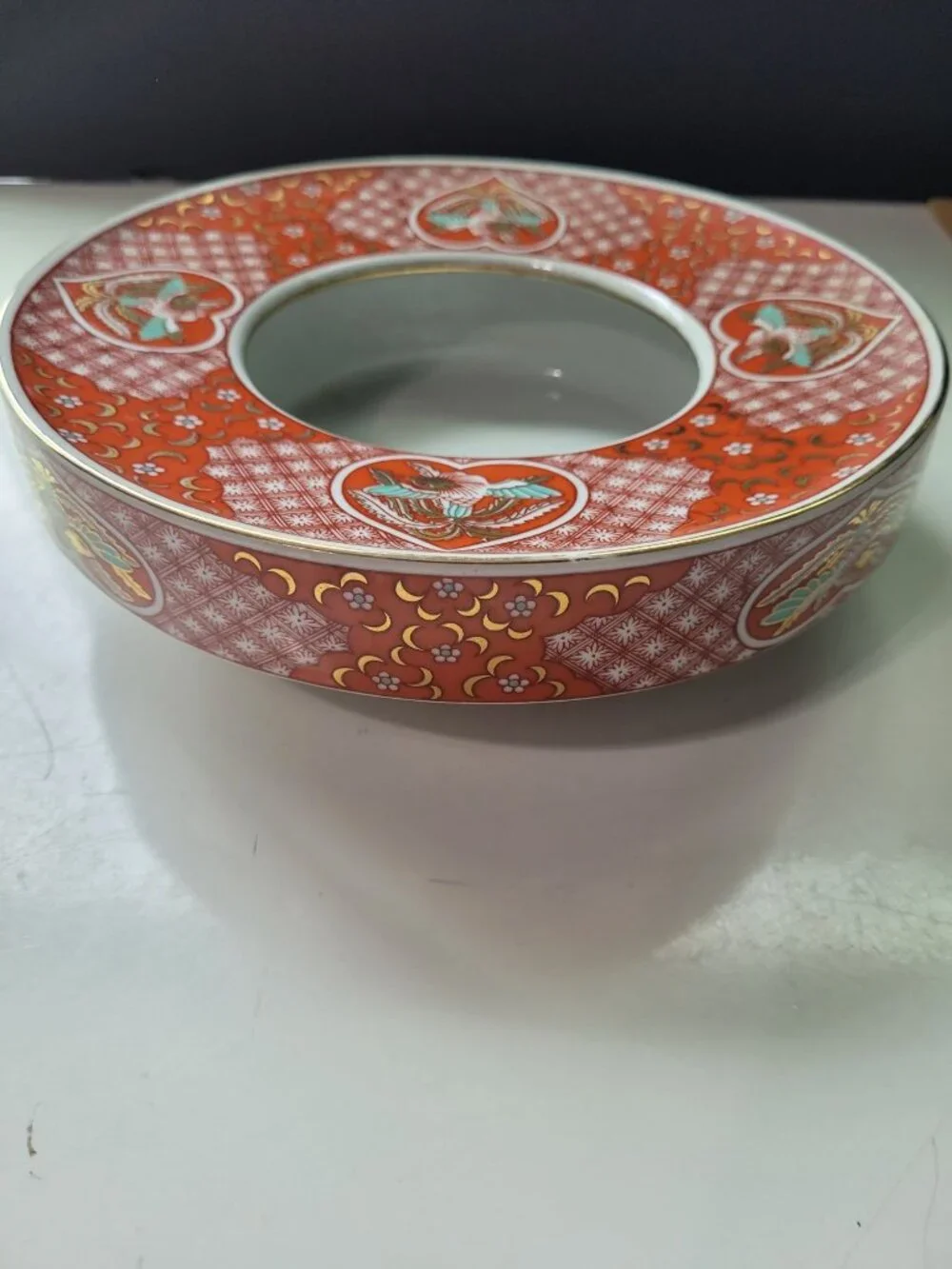 The Toscany Collection Arita Japan Porcelain Bowl Ashtray Red Gold Phoenix Desig - Picture 10 of 13
